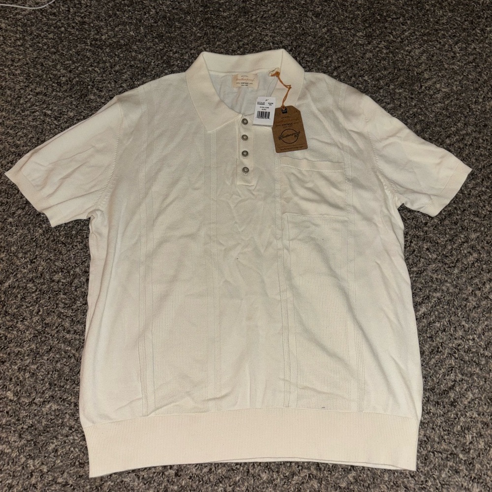 Original Weatherproof Vintage Men's Cream Polo Shirt Size XXL